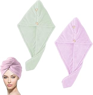 SULIUDAJI 2 Piezas Toalla Microfibra Pelo, Toalla Pelo, Toallas Para Secar El Pelo Sin Encrespamiento, Menos Secado Con Se...