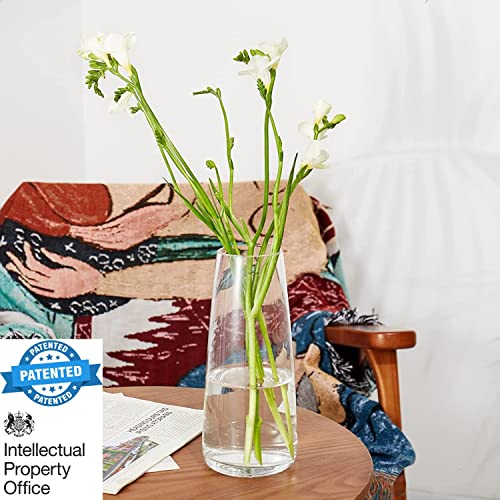 Vzmiza Premium Quality Exquisite Clear Large Tall Flower Vase 22 Cm - Home DéCor, Room Farmhouse, Centerpiece, Patented Design - 7