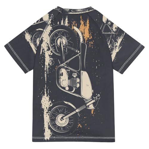 Boys Short Sleeve T-Shirts Fire Motorcycle Graffiti Rashguard Kids Swim Shirts Sun UPF 50+ Multicoloured2
