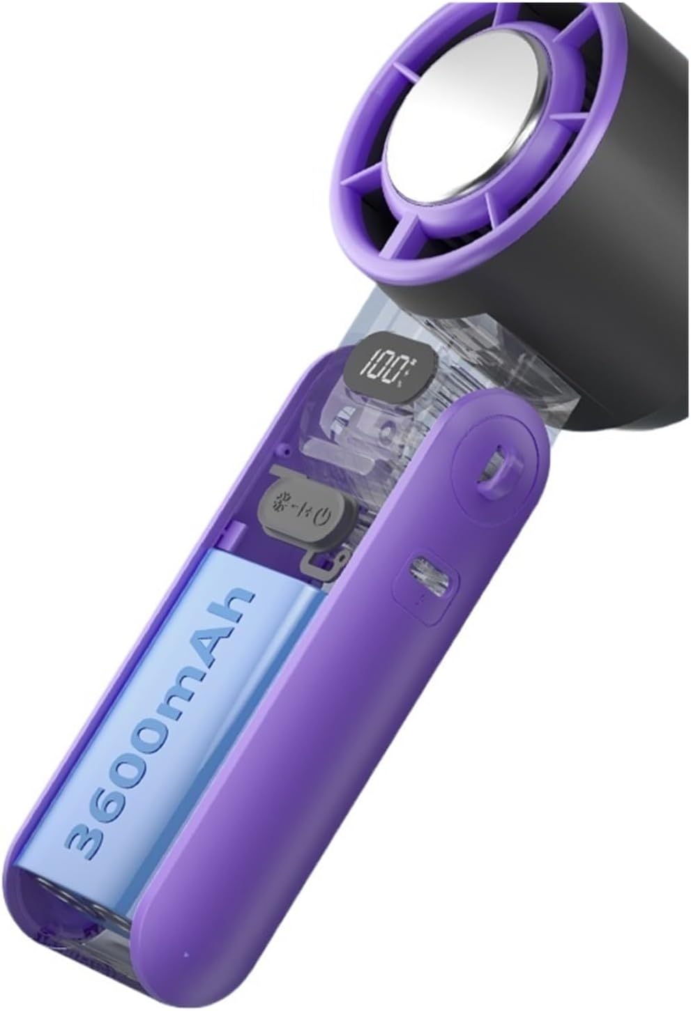 Outdoor Foldable Portable Handheld Fan Fit For Cooling Rechargeable 3600mAh 100-level Free Control High Speed Turbo Fan(Grey lCE)