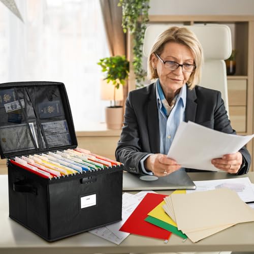 Caixa de arquivos à prova de fogo com fechadura, 10 pastas de arquivos suspensas e 30 pastas de arqu