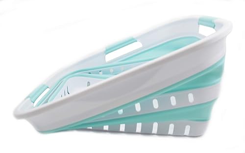 Miniatura 4 de SAMMART Cesta de plástico plegable de 3 asas de 30 litros (8 galones), contenedor de almacenamiento plegable y organizador para ahorrar espacio