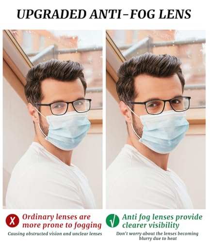 Image of Hubeye TR90 Anti-Fog Blue Light Blocking Reading Glasses,Cheaters Readers | Ultralight Sports Style, Patchwork Temples, Adjustable Hinges, Fog-Free Lenses, Wearing Masks, Computer Reading