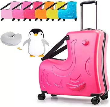 Amazon キッズトラベル 子供が乗れるキャリーケース 子供が乗れるスーツケース 子供用キャリーケース 子供用スーツケース ダイヤルロック式 ダブルキャスターで静音 安心素材 旅行 帰省 ちょっとしたお出かけにも便利 座れるスーツケース Mサイズ ピーチピンク