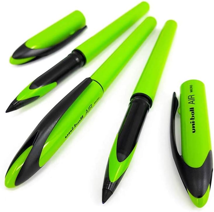 Uni-Ball AIR Micro - 0.5mm Fine Rollerball Blue Ink Green Barrel 3 Pack