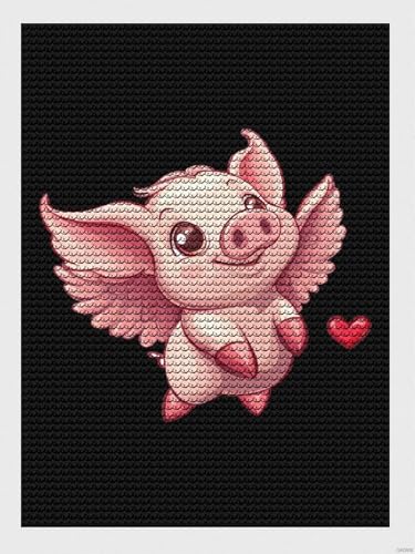 Peinture diamant pour adultes motif cochons volants broderie 30x40