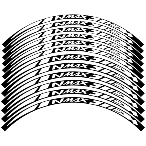 Dekorative Aufkleber Motorrad Räder Nabe Aufkleber Zubehör Reflektierende Streifen Dekorative Felge Wasserdicht Band Set Für Yamaha NMAX 125 155 160(Black 2020-2021)