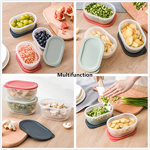 Food Storage Container With Colander Layer, Refrigerator Fresh-Keeping Container Bowl Multifunctional Vegetable Fruit Liquid Storage Container Sealed With Lids Kitchen Essentials, 18 Oz (Green) #TOP6