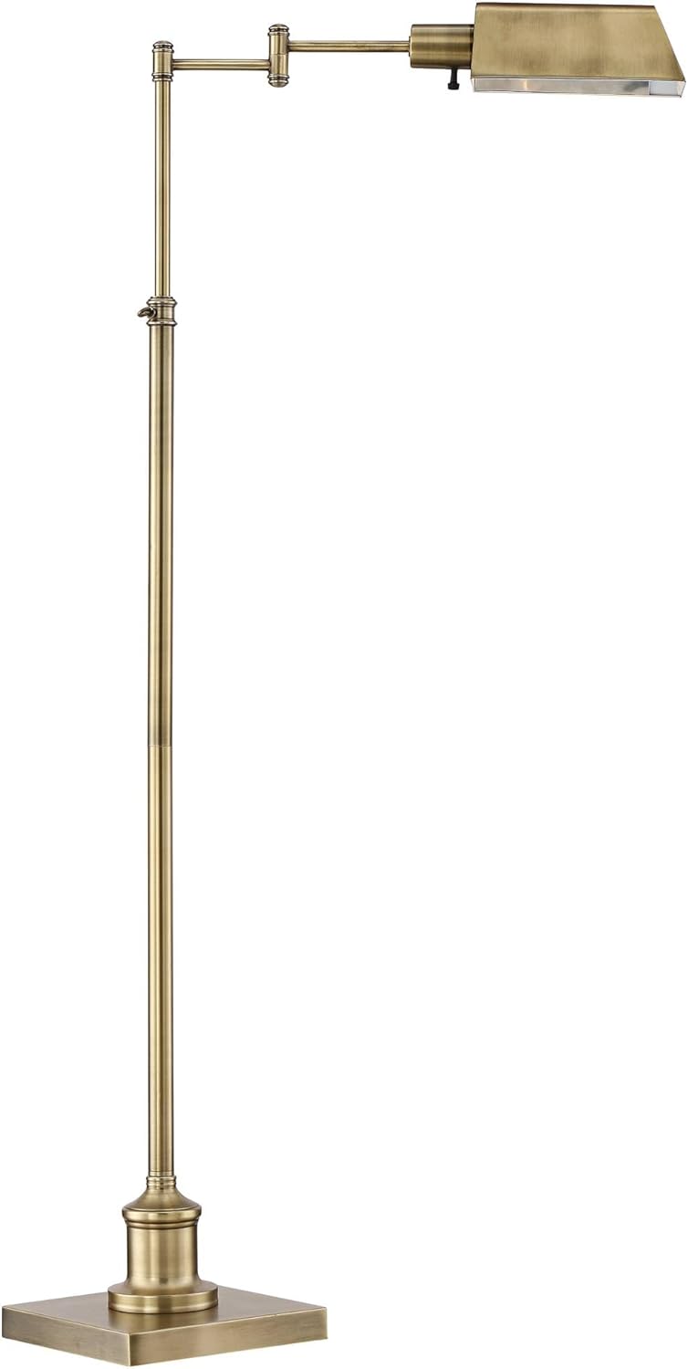 Regency Hill Jenson Traditional Farmhouse 54" Tall Pharmacy Floor Lamp Standing with Smart Socket Aged Brass Gold Metal Adjustable Swing Arm for Living Room Reading Family Bedroom Office House Home