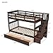 Harper & Bright Designs Twin Over Twin Bunk Bed with Stairs and Drawers, Solid Wood Stairway Bunk Bed with Storage for Kids Teens Adults, Bedroom, Dorm (Espresso)
