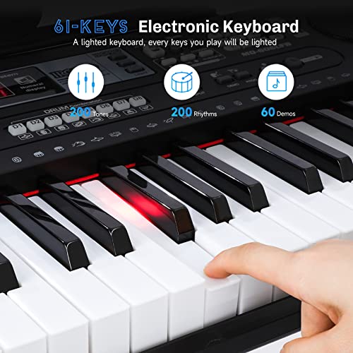 Yoleo Piano Numérique, Clavier Électroniques, 61 Touches avec Support Pupitre Écouteurs et Banc, Clavier Éclairé, Clavier Musical Synthetiseur pour débutants, enfants et adultes- Noir - Les Beatles, Paul McCartney, John Lennon, RIngo Starr, George Harrison Yoleo Piano Numérique, Clavier Électroniques, 61 Touches avec Support Pupitre Écouteurs et Banc, Clavier Éclairé, Clavier Musical Synthetiseur pour débutants, enfants et adultes- Noir – Image 4