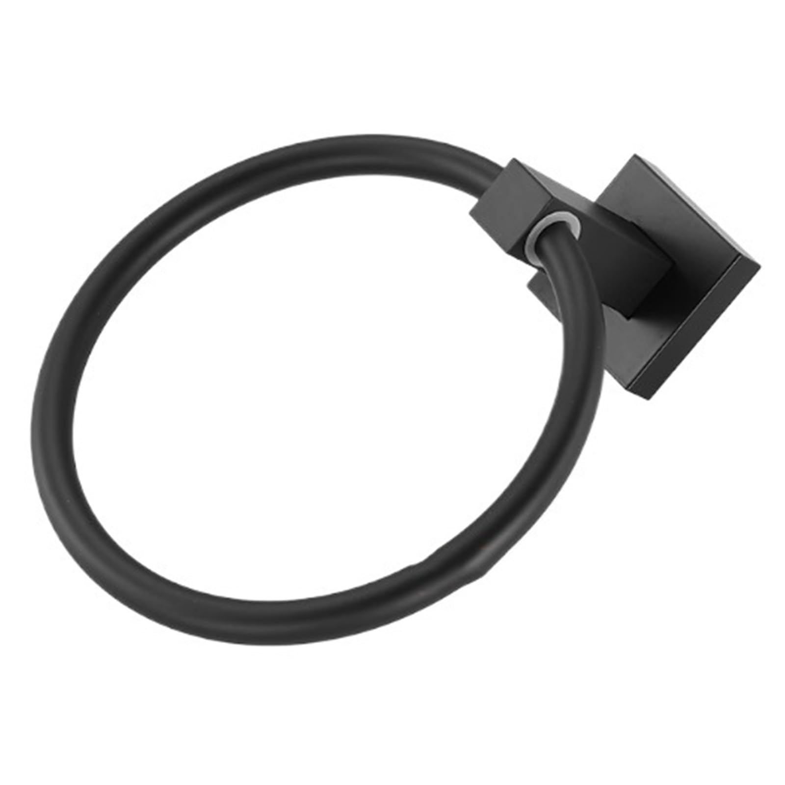 Anneau de serviette noir mat rond en aluminium épais pour fixation murale de salle de bain