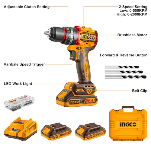 INGCO 20V Brushless Hammer Drill Kit