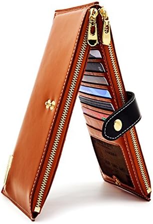 ANDOILT Women's Genuine Leather RFID Blocking Wallet Credit Card Holder