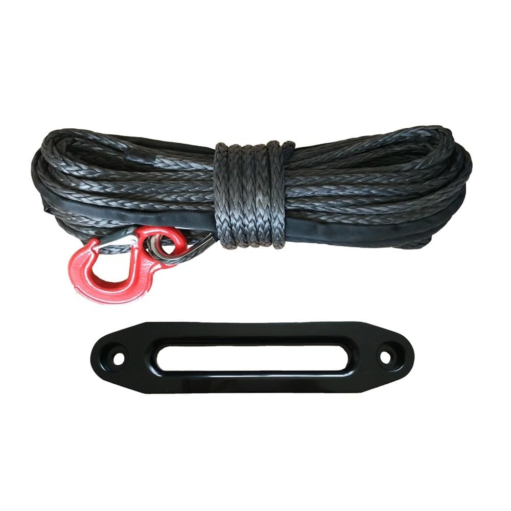 Cuerdas para Remolque 1/2 "* 100 pies de Cuerda sintética con Gancho y 12000 lbs Fairlead, Cable de cabrestante para Accesorios para automóviles(Orange)