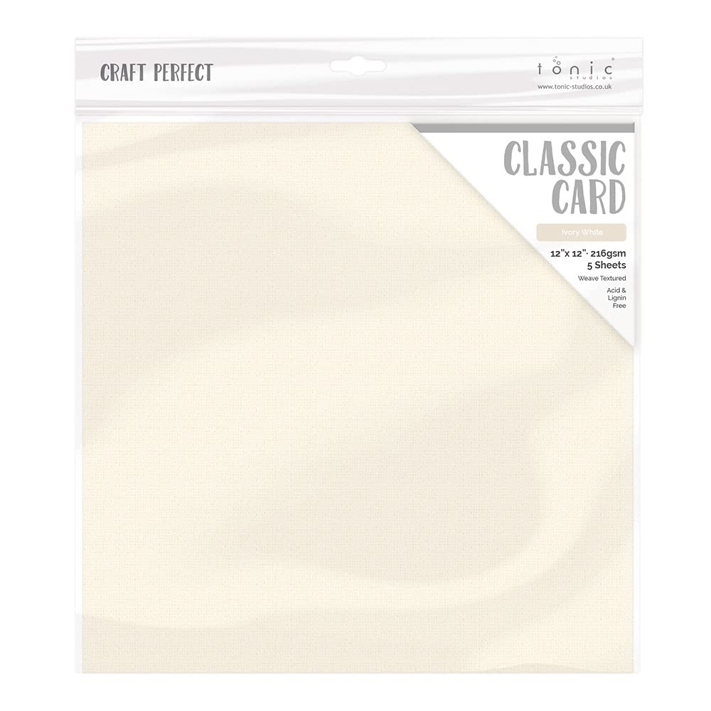 Tonic Studios Ivory Card 12-9136 Craft Perfect Weave Texture 80Lb Cardstock 12"X12" 5/Pkg