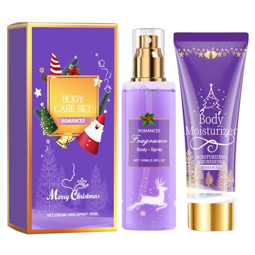Body Lotion,Loción Corporal Reafirmante,Loción Hidratante Corporal,Fragancia de Larga Duración Body Mist,Sprays Corporales con Fragancia para Mujeres,Set de cuidado de la piel navideño de lavanda