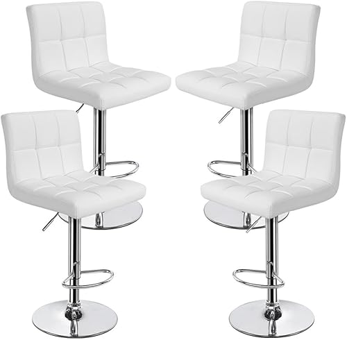 Miniatura 23 de Topeakmart Taburetes de bar modernos de altura ajustable, taburete giratorio de piel sintética, silla trasera de isla de cocina, taburete giratorio