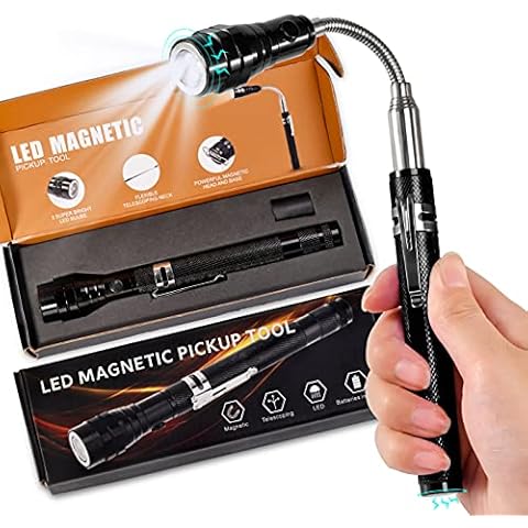 Magnetic Flashlight Gifts for Men Stocking Stuffers for Men Adults Pickup Tool Valentines Day Gifts for Him Husband Cool Telescoping Gadgets with LED Fathers Day Dad Gifts from Wife Daughter Son Cover
