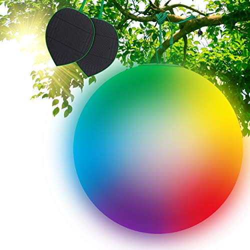 Guirled - Esfera Bola de luz LED Globe RGB Premium - Impermeable IP65 - Panel solar de alta eficiencia - Mando a distancia - Lámpara de jardín - Batería 10H - Fijación en árboles -Difusión 360° -60 cm Cover