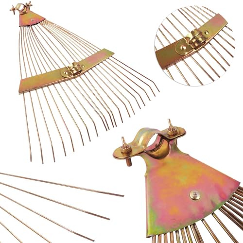 BAUSTER® Râteau à feuilles robuste - Balai à feuilles galvanisé - Éventail à feuilles - En métal - Pour foin - Herbe - Feuilles - Herbe - Chevaliers agricoles - Râteau sans manche