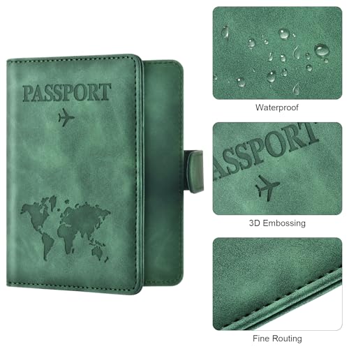 Image of Eoehro Passport Holder for Travel Essentials, Passport Wallet Cover Case for Travel Must Haves Accessories,Passport Book Holders for Women and Men(dark green)