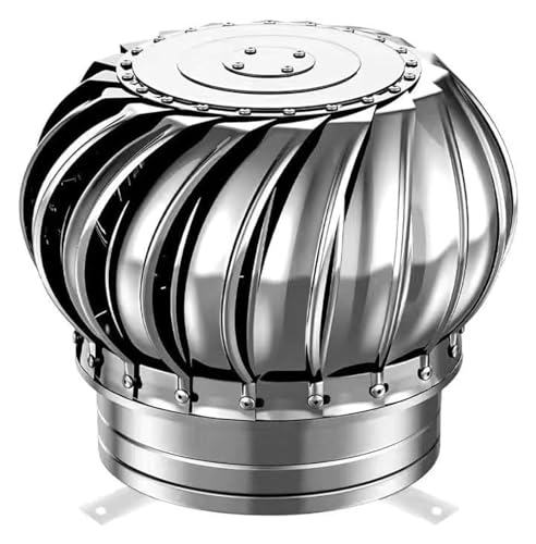 Roof Wind,Stainless Steel Turbine Ventilator Vents Exhaust Wind Turbines Cap Roof Flue Vent, 4 8 10 12Inch Roof Vents, Attic Air Vent Ventilating Fan, Stainless Steel 304 (Size : 110mm/4.3in)