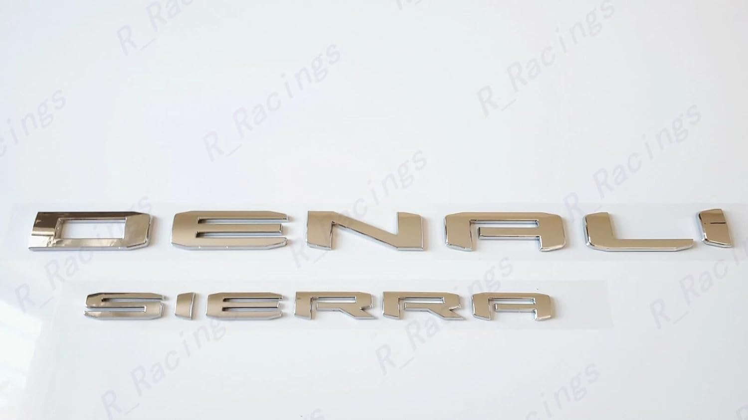 4Pcs Kit Denali Sierra Emblems Letter Badge 3D Nameplate Compatible with 2019-2026 Sierra 1500 2500HD 3500HD 86532074 (4pack Chrome)
