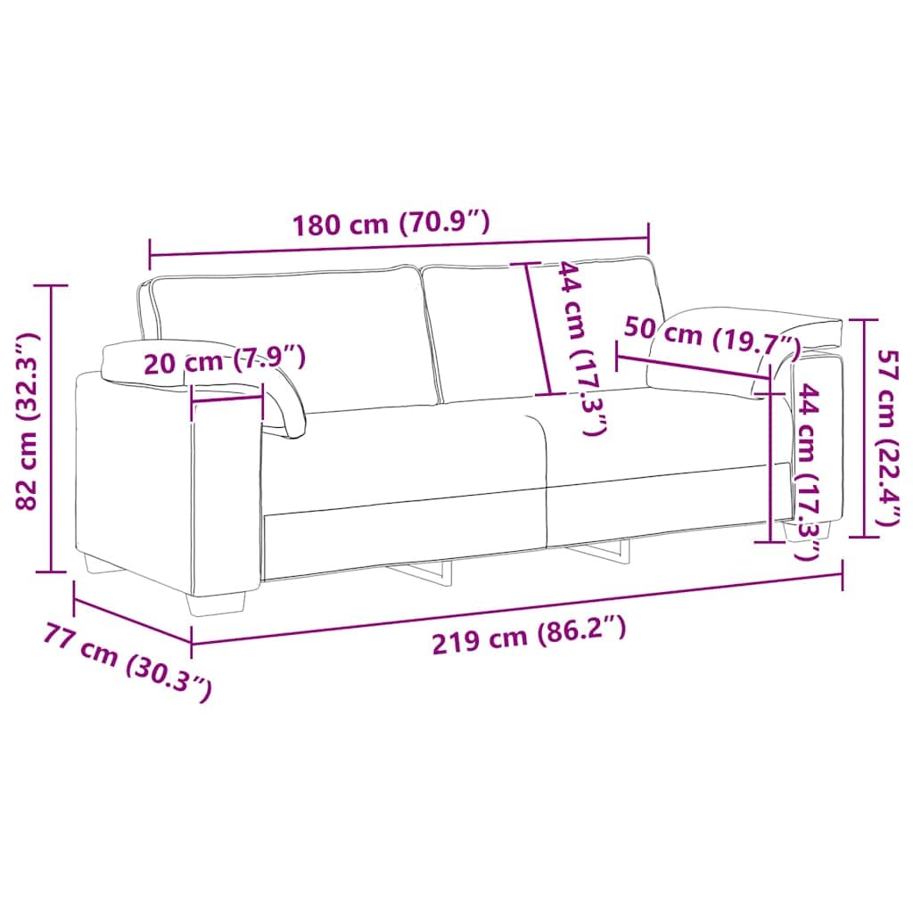vidaXL Divano a 3 Posti Grigio Chiaro 220x77x82 cm in Velluto, Divano, Divano a 3 posti, Divano in Velluto, Divano, Divano a Tre posti