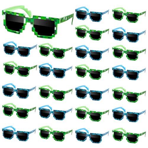 Pixel Sunglasses Colorful Pixelated Glasses for Adult Miner Party Favors Pixel Mosaic Glasses 2 Color