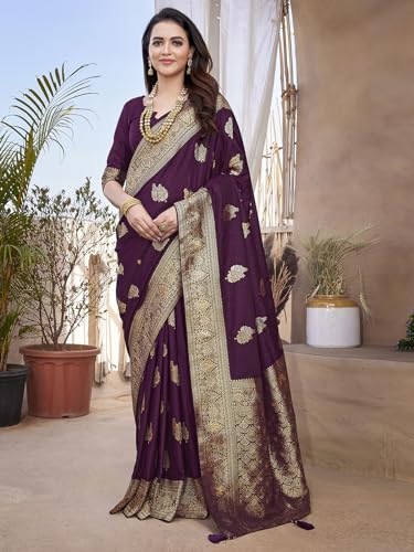 Image of Satrani Women's Jacquard Silk Blend Saree