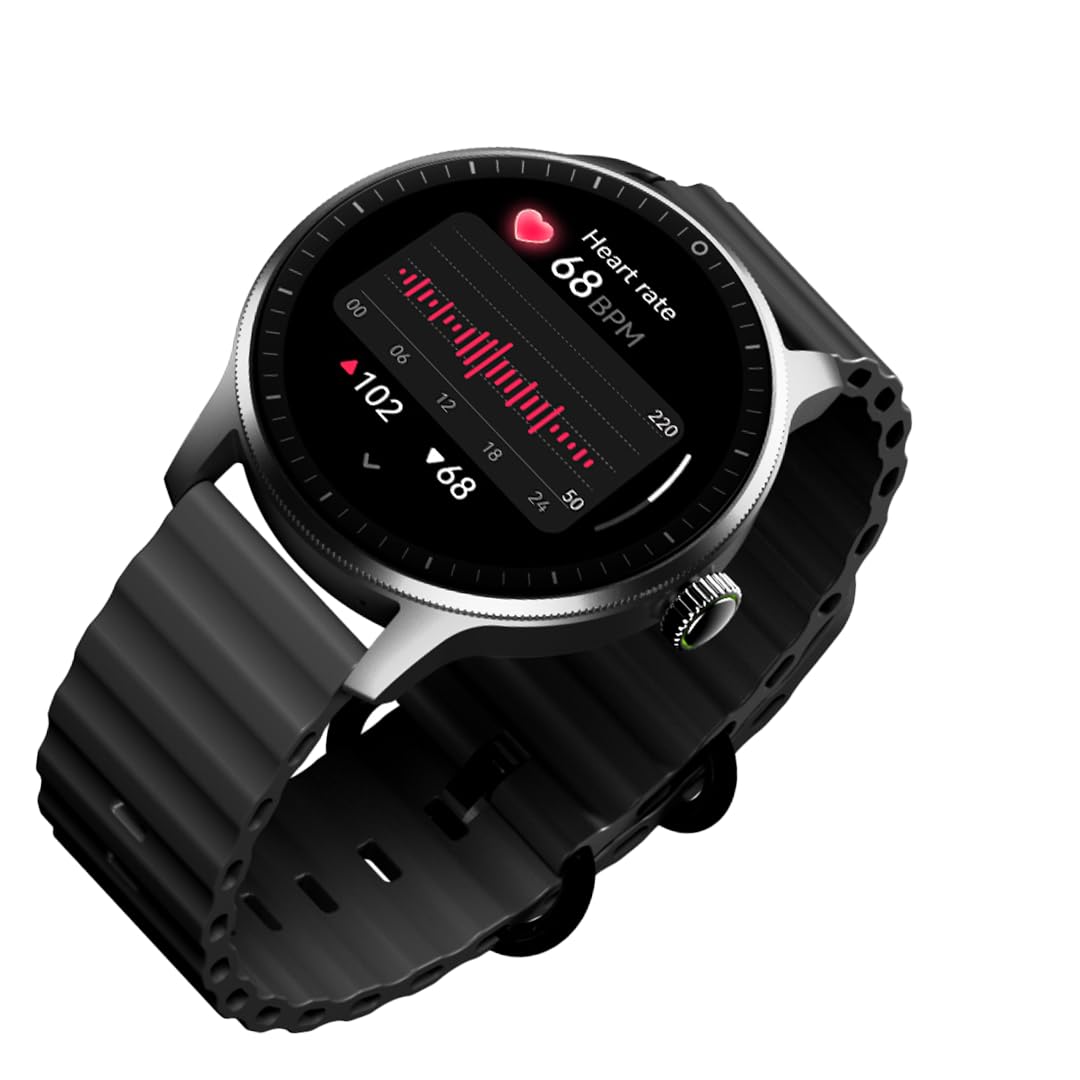 oraimo Montre Connectée Écran AMOLED 1,43 Pouce Appels Bluetooth 5.3 Batterie 11 Jours Suivi Rythme Cardiaque SpO2 Étanche IP68 Mode Sport Homme Femme Notification Android 6.0 iOS 11 Noir