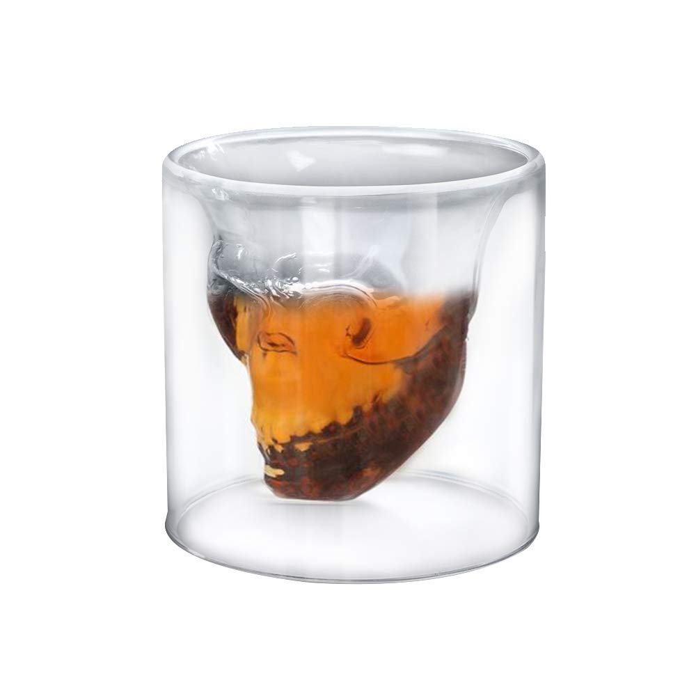 Lot De 4 Verres à Whisky Tête De Mort - Design Skull Double Paroi - Idée Cadeau Homme Anniversaire Noël - 3
