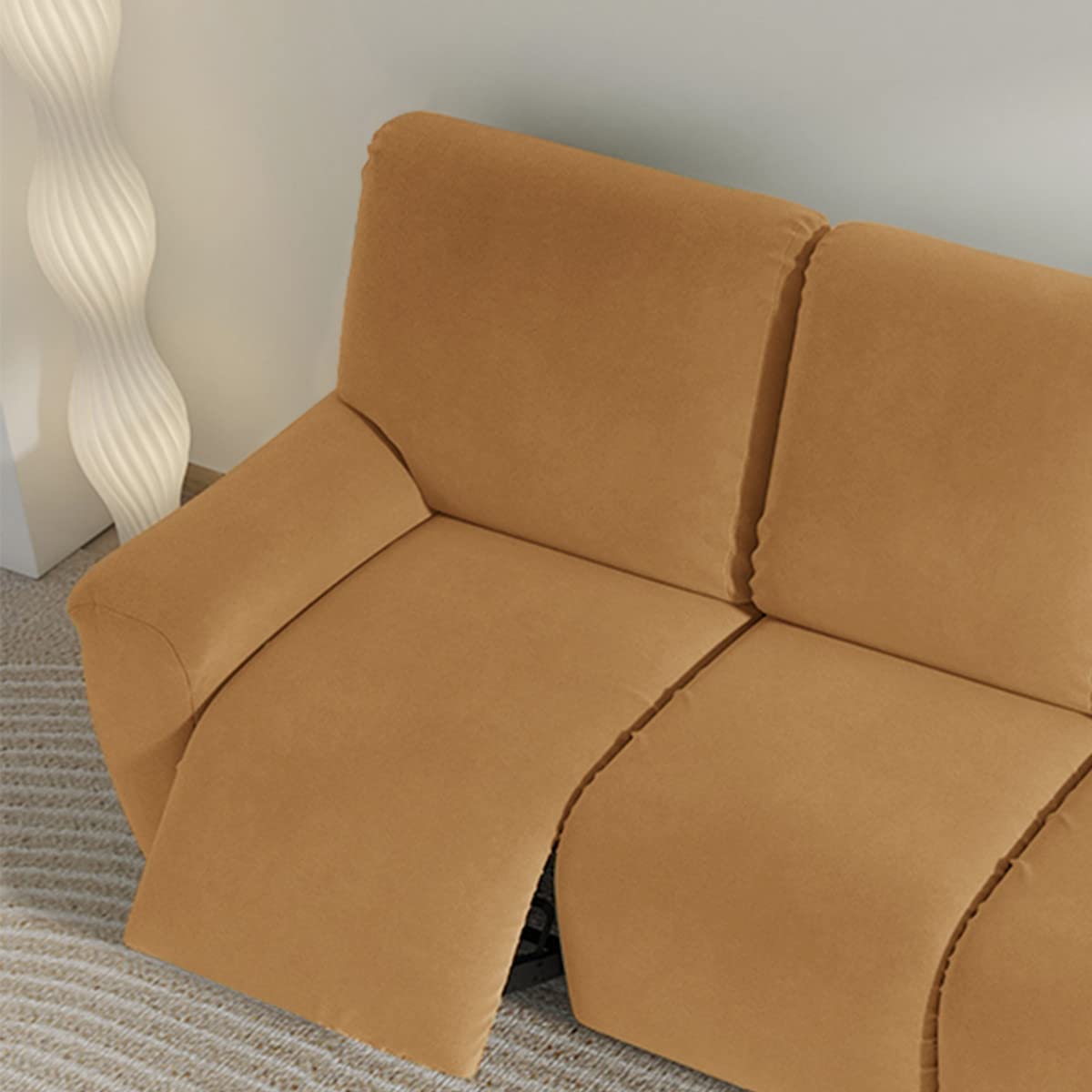 FANSU Recliner Chair Covers 2 Seater for Armchairs with Pockets Stretch Recliner Slipcover for Electric Chair Sofa Covers Furniture Protector for Living Room (2 Seater,camel) - Image 2