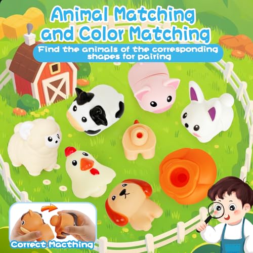 Image of Toddler Toys,Montessori Preschool Learning Activities Animal Toy for Boys Girls,10 pcs Little People Animals Matching Games Fine Motor for Kids Ages 2-3