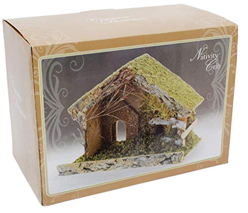Carousel Home and Gifts Traditional Rustic Stable Barn Christmas Decoration For Nativity Figures