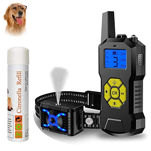 Havenfly Collar de Adiestramiento para Perros Sin Descargas Eléctricas con Rango de 800 Metros, Funciones Spray de Citronela, Vibración, Sonido y Luz LED, Impermeable y Recargable