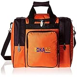 KAZE SPORTS Deluxe 1 Ball Bowling Tote Bag with Two Side Pockets, Orange/Purple