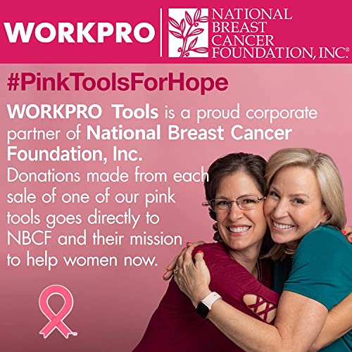Workpro Pink Tool Kit, Home Repairing Tool Set With Wide Mouth Open Storage Bag, Household Tool Kit - Pink Ribbon #TOP1