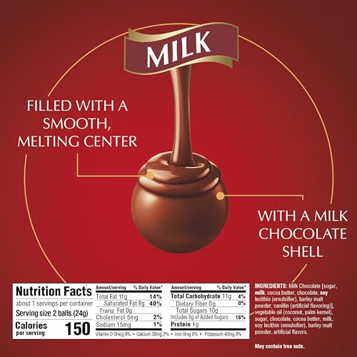 Image of Lindt LINDOR Milk Chocolate Truffles, Milk Chocolate Candy with Smooth, Melting Truffle Center, 0.8 oz. Bag, Pack of 24