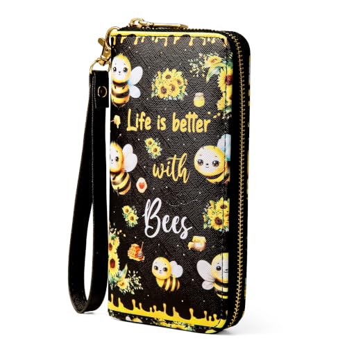 Nabegum Bee Wallet for Women, Sunflower Wristlet Wallet