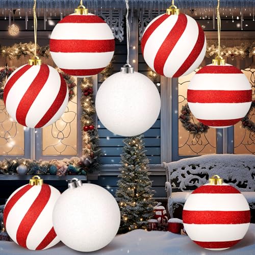 8 Pack Extra Large Christmas Ornaments Outdoor 6 Inch Red