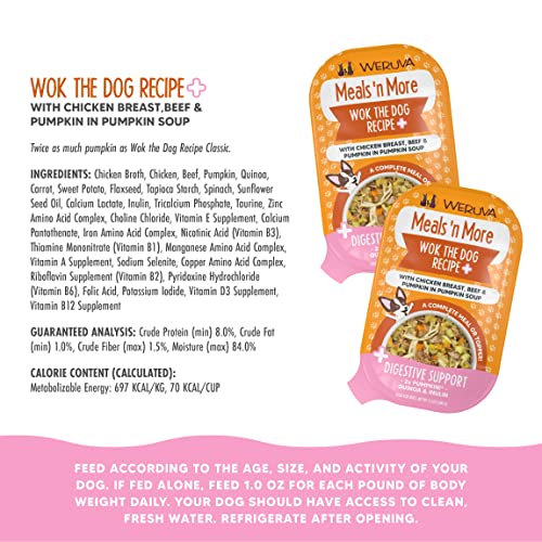 Weruva Dog Meals 'N More Natural Wet Dog Food, Wok The Dog Recipe Plus Digestive Support, 3.5Oz Cup (Pack Of 12) #TOP3