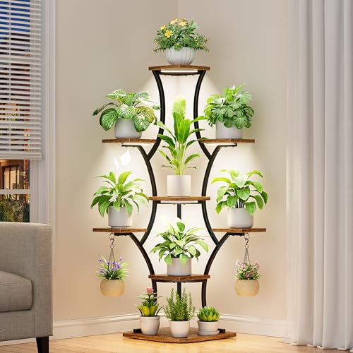 Corner Indoor Plant Stand With Grow Light, 8 Tier 52.6" Tall Plant Shelf by BEVAURORA - Used condition - Image 9
