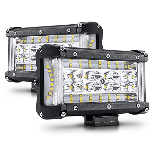 MICTUNING 2PCS 5 Inch Dual Side Shooter LED Light Bar, 6600LM Spot Flood Combo Work Light Pods Offroad Driving Fog Lamp for 4X4 Truck ATV SUV Boat