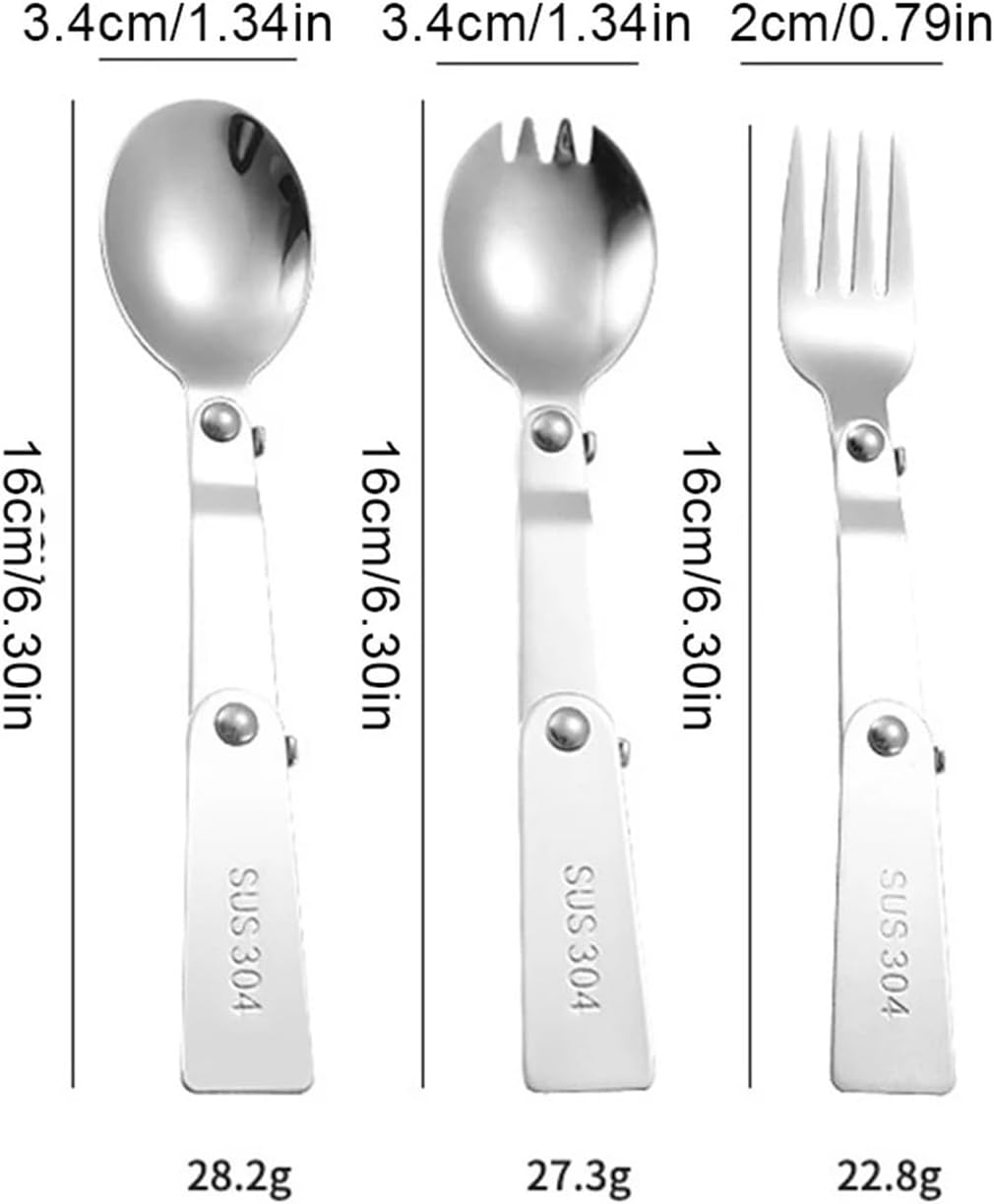 Folding Spoons 12Pcs Travel Portable Folding Spoon Fork Set, 304 Stainless Steel Compact Foldable Spork for Camping Hiking for Thermos Container Food Containers(Fork)