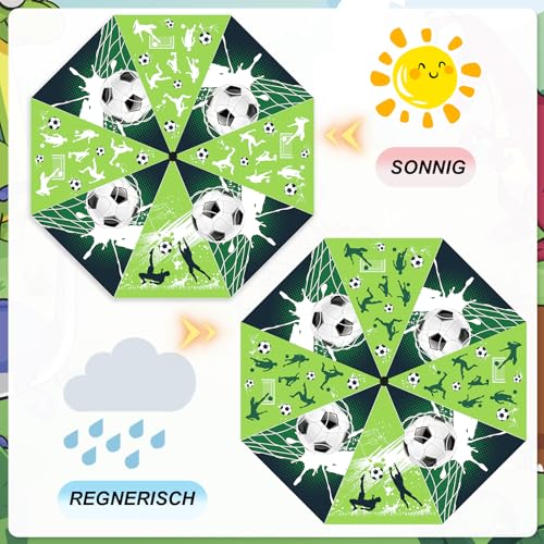 DPKOW Paraguas de fútbol, Paraguas Infantil Que Cambia de Color, Paraguas Plegable para Mochila Escolar, Regalos de fútbol para niños, Regalos Escolares, Paraguas para niños, 98 cm - imagen 4