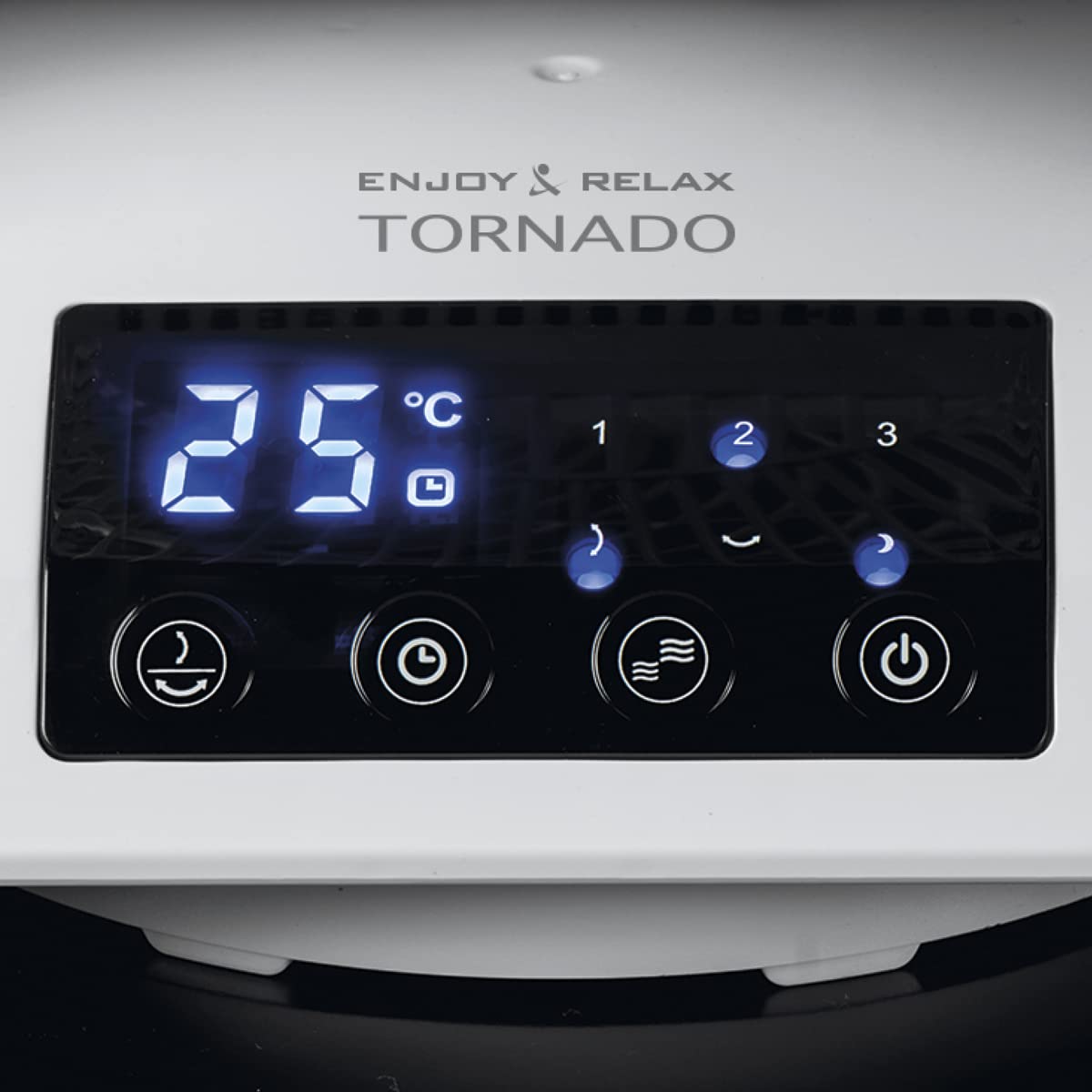 MACOM, Ventilatore Super Potente Silenziosissimo con ventole Vortex, doppia oscillazione automatica, 3 velocità, timer, telecomando e display temperatura ambiente, Enjoy & Relax 993 Tornado
