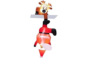 8Ft Christmas Inflatables Outdoor Decorations: Hanging Christmas Deer and Climbing Santa