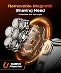 7D Head Shaver for Bald Men, Smooth Electric Razor for Head & Face, IPX7 Waterproof Wet/Dry Shaver, LED Display, Fast Charging, 5-in-1 Grooming Kit for Travel & Home, Replacement Brush Heads